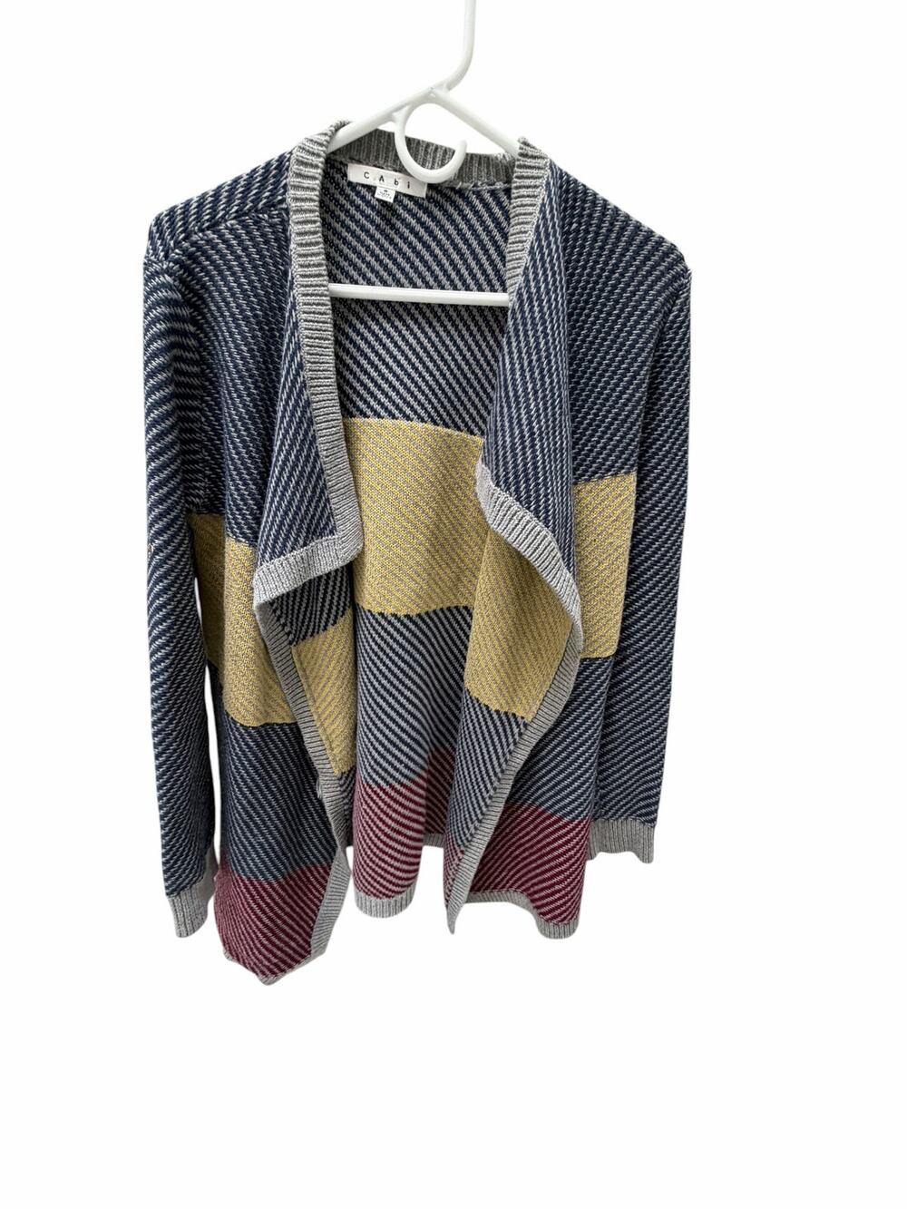 CAbi Color Block Open Front Cardigan Sweater Size Small